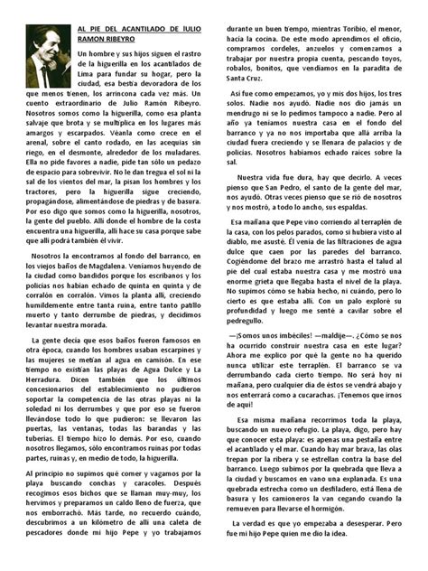 Al Pie Del Acantilado De Ulio Ramon Ribeyro Pdf Mar