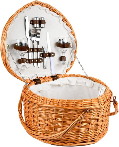 Amazon Heart Wicker Picnic Basket Set For 2 Romantic Cute