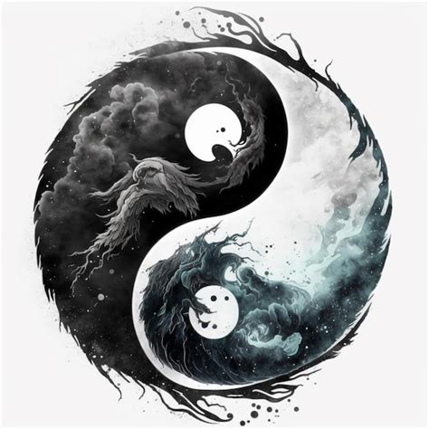 Premium AI Image Yin And Yang Tattoo Design Generative Ai