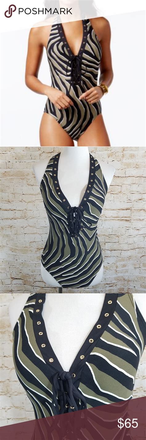 Michael Kors Quincy Zebra Lace Up Swimsuit Swimsuits Michael Kors Lace Up