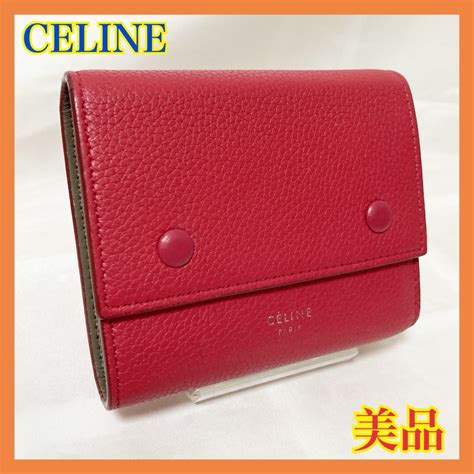 Celine 【希少】セリーヌ 三つ折り財布 スモールフォールテッド レッド グレージュの通販 By りゅうブランド専門s Shop