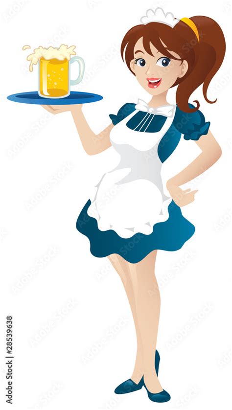 Sexy Waitress Serving Beer Stock Vector Adobe Stock