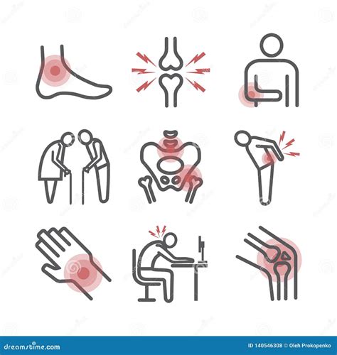 Joint Pain From Infected Or Injury Female Body Cartoon Vector