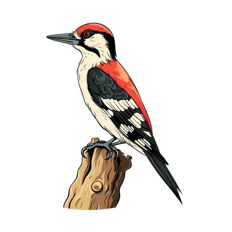 Premium Vector Hand Drawn Solid Color Woodpecker Bird Illustration