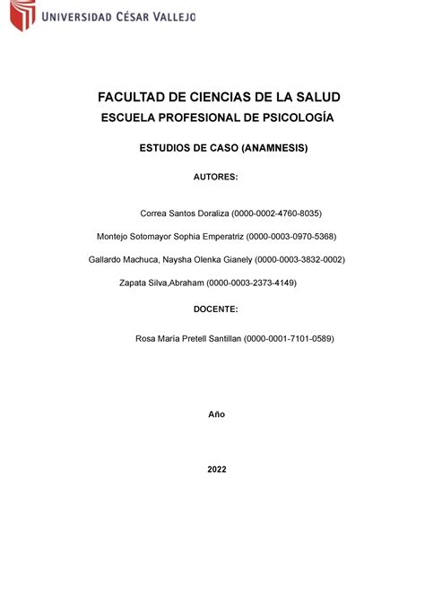 Informe De Estudio De Caso Clinico Tp Ii Facultad De Ciencias De