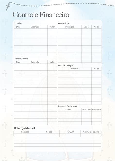 Planner Nossa Senhora Aparecida Para Imprimir Controle Financeiro