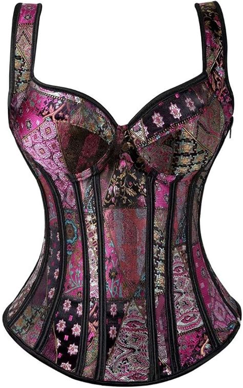 Korsett Bustier Damen Vollbrust Corsage mit Strapse träger Blumen