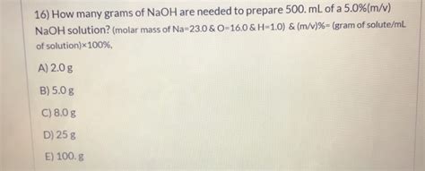 Solved G Of Naoh Is Dissolved Into A Solution With Chegg