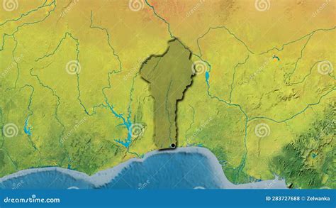 Benin Border Shape Overlay Bevelled Topographic Stock Illustration