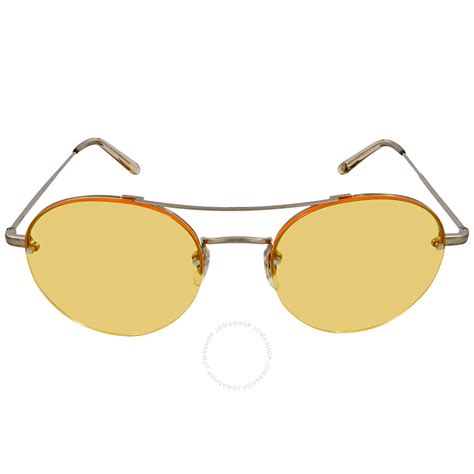 Garrett Leight Shooter Yellow Round Ladies Sunglasses 4041 Bs Chsy 53