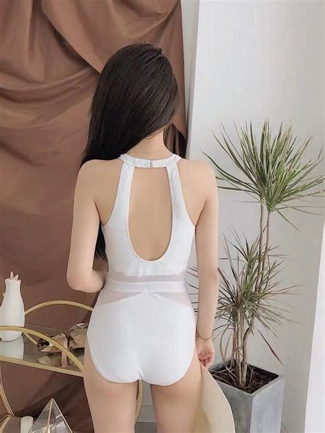 Blanc Ajouré sexy Maillot De Bain Une Pièce Femme Été Coréen Ins Dos Nu