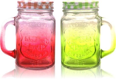 Megalite Mason Jars With Handle Colored Lids And Plastic Straws 16 Oz