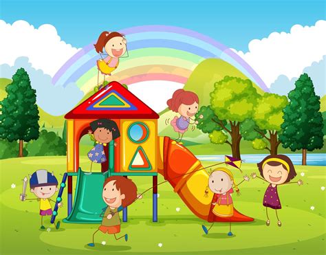 Niños jugando en el parque en el parque. 520207 Vector en Vecteezy