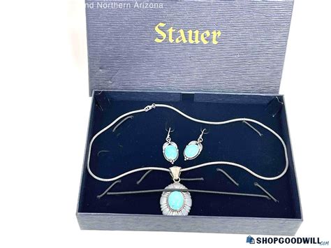 Stauer Sterling Faux Turquoise Pendant Necklace Dangle