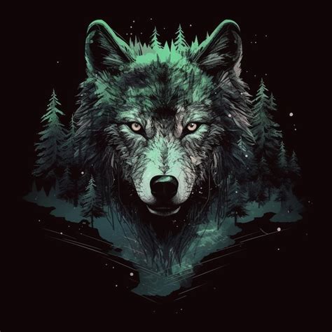 Black Wolf With Green Eyes