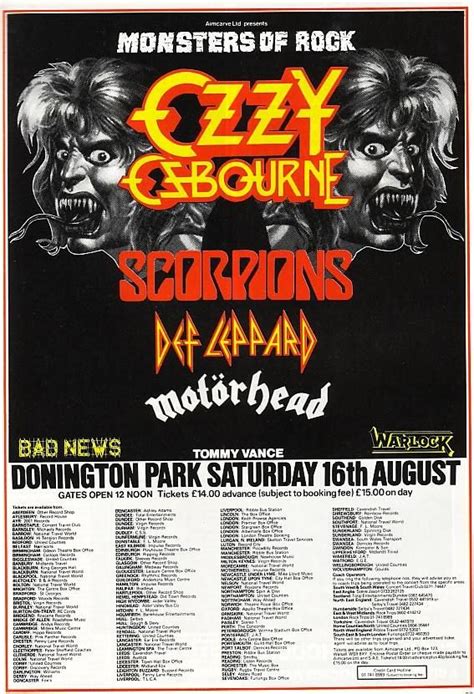 Ozzy Osbourne Scorpionsdef Leppardand Motörhead Concert Poster