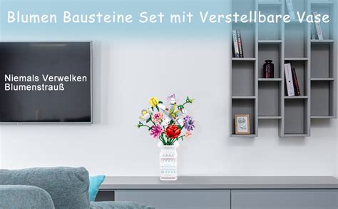 Amazon de Blumen Bausteine Set mit Blumenstrauß Vase Künstliche