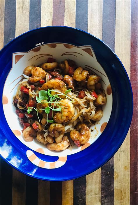 Teriyaki Prawns And Rice Noodles — On The Board