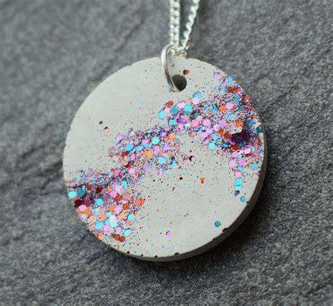 Concrete Jewellery Pastel Rainbow Glitter Mix Concrete Necklace