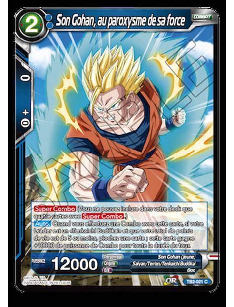 Fr Dragon Ball Super Carte Tb C Son Gohan Au Paroxysme De Sa Force