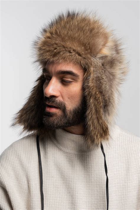 Men S Genuine Raccoon Fur Trapper Hat Men Fur Hats Tytu Sklepu