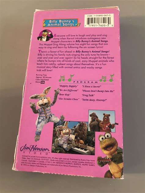 Muppet Sing Alongs Billy Bunnys Animal Songs Vhs Cassette Tape Jim