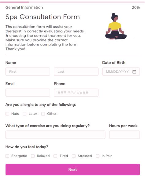 Spa Consultation Form Template 123formbuilder