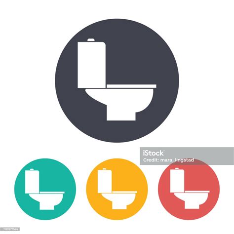 Toilet Bowl Illustration Restroom Flat Vector Icon Stock Illustration