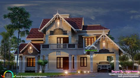 Very Cute Decorative Sloping Roof House Kerala Home Design And Floor