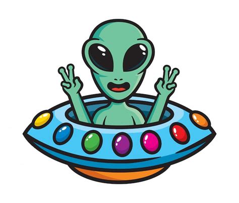 Ilustración Divertida Mascota Alienígena Vector Premium