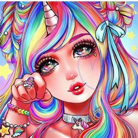 Chica Unicornio Girls Cartoon Art Girly Art Unicorn Art