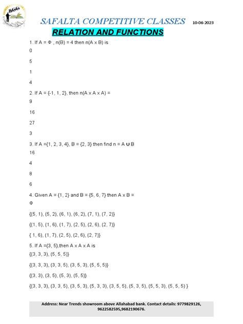 Relation and Functions | PDF