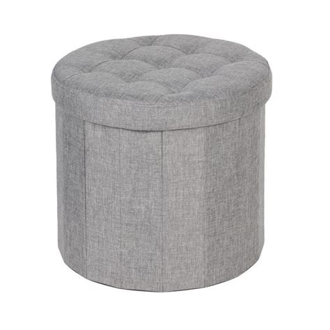 Round Grey Shoe Storage Ottoman | Dunelm