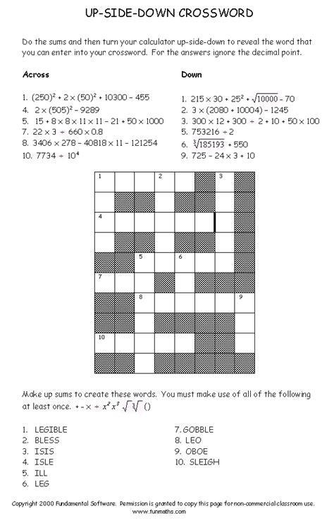 Free High School Math Worksheet From Math Work Fun Math