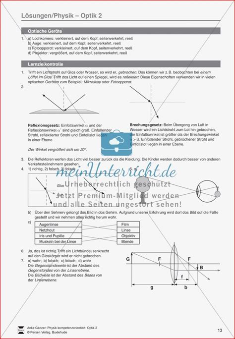 5 Einzahl Arbeitsblatt Optik Physik Nur Für Sie Kostenlose