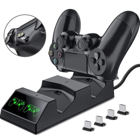 Dual Ps4 Controller Charging Dock Station Magnet Charging Stand Base For Sony Playstation 4 Ps4