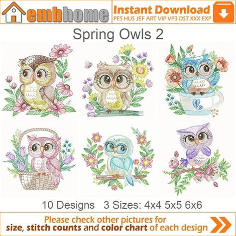 Machine Embroidery Designs For Owls Etsy