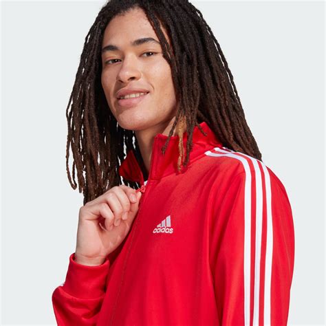 Adidas Basic Stripes Tricot Track Suit Red Adidas Uae