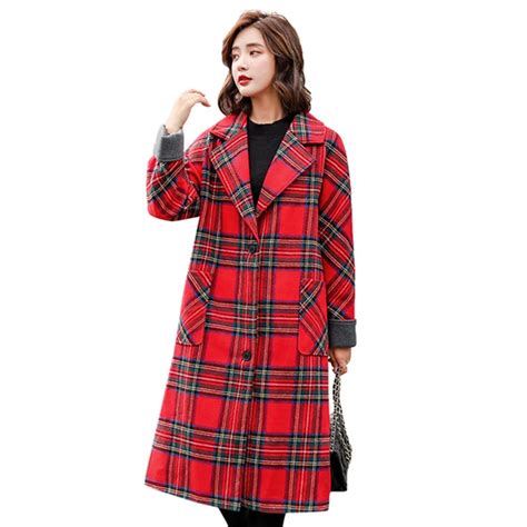 Vogorsean Womens Winter Coats Plaids Wool Coat Jackets 2018 High