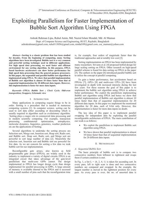 Pdf Exploiting Parallelism For Faster Implementation Of Bubble Sort