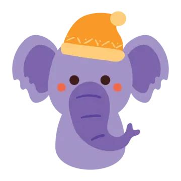 Lindo Elefante De Dibujos Animados Con Gorro En El Día De Invierno