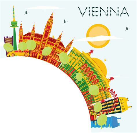 Vienna Skyline With Color Buildings Blue Sky And Copy Space