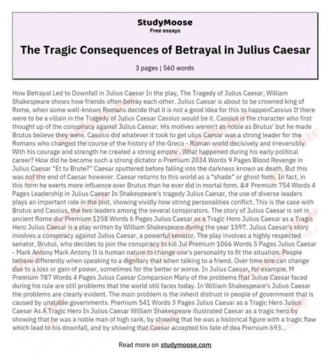 The Tragic Consequences Of Betrayal In Julius Caesar Free Essay Example