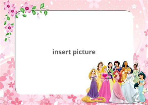 Disney Princess Floral Png Frame Frame Disney Frames Princess Crafts