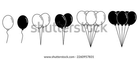 Outline Silhouette Balloon Icon Set Isolated Stock Vector Royalty Free