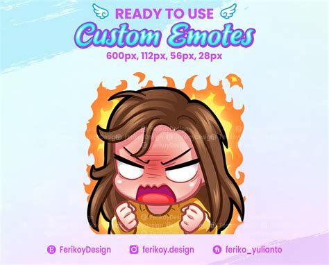 Stream Emotes Angry Emote Chibi Girl Brown Hair Etsy Chibi Girl Angry Expression Twitch