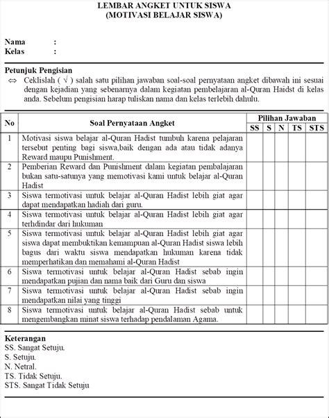 Contoh Angket Penelitian Kuantitatif Asrposrhino