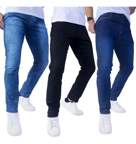 Kit Cal A Jeans Masculina Elastano Lycra Slim Original Frete Gr Tis