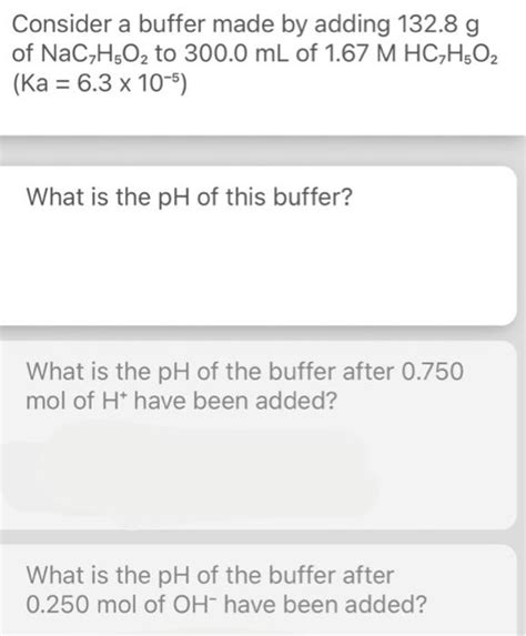 Solved Consider A Buffer Made By Adding 132 8 G Of NaC H502 Chegg