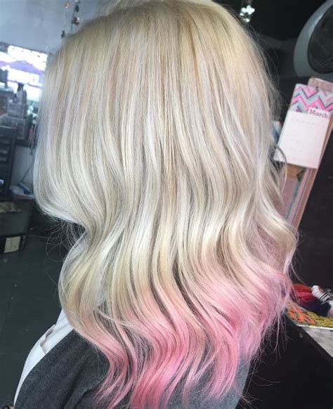 Platinum Blonde With Pink Tips Pink Blonde Hair Blonde Hair With